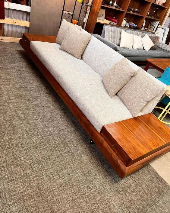 Beech sofa with two side tables and drawers - Chic sofa